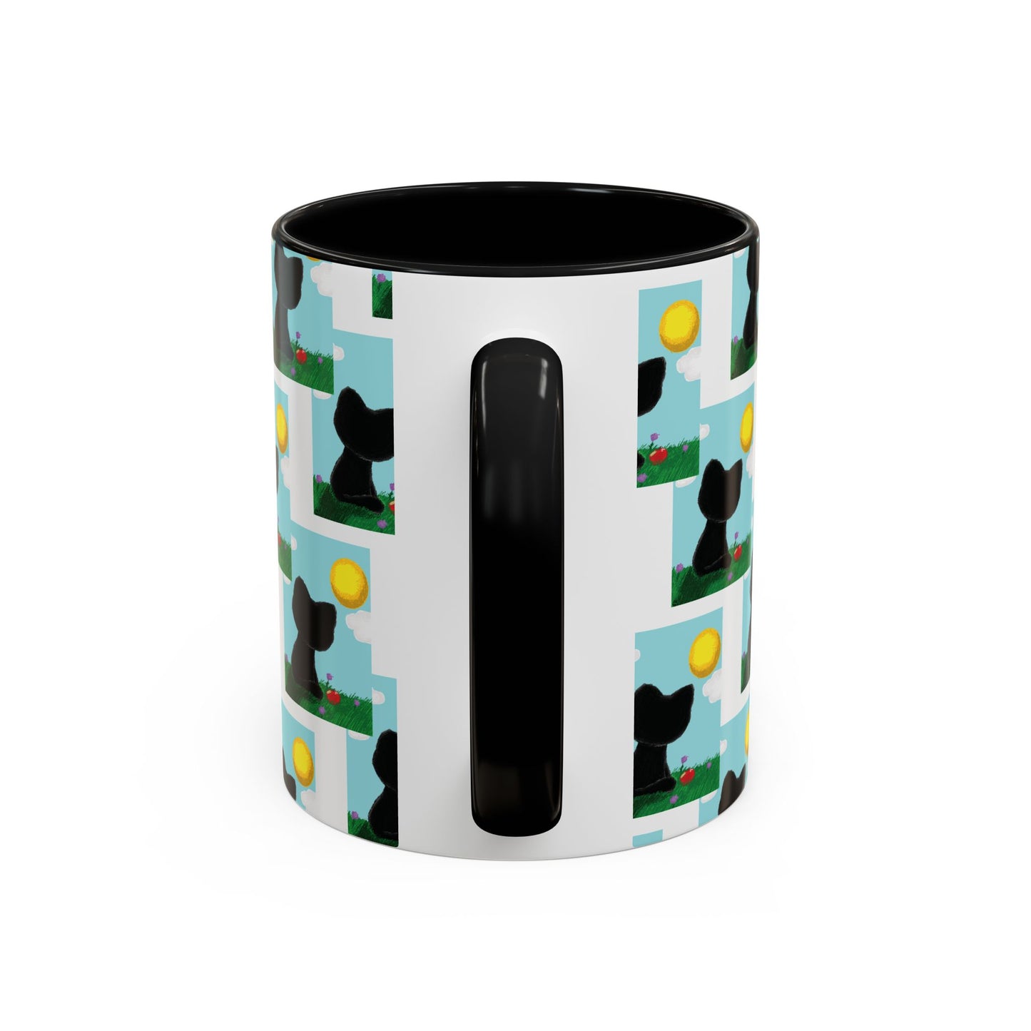 Sungazing Kitty Pattern Accent Coffee Mug — Cute Lunch Cat Coffee Cup (11/15oz)