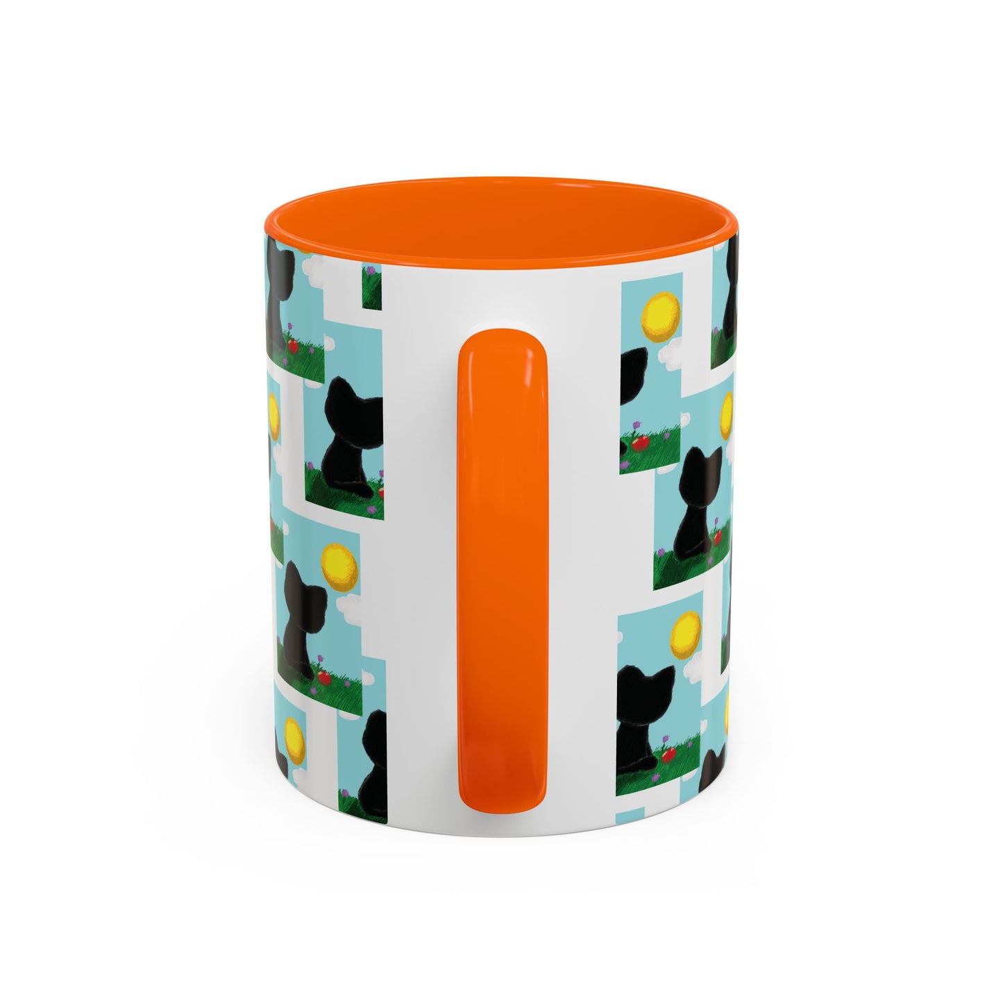 Sungazing Kitty Pattern Accent Coffee Mug — Cute Lunch Cat Coffee Cup (11/15oz)