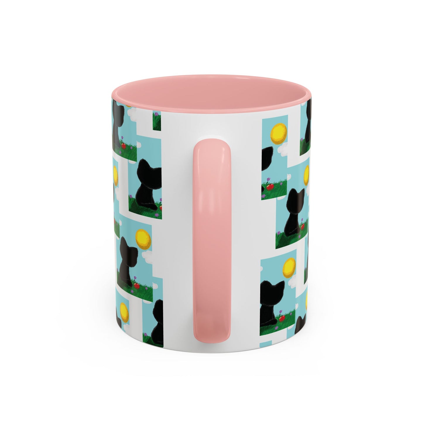 Sungazing Kitty Pattern Accent Coffee Mug — Cute Lunch Cat Coffee Cup (11/15oz)