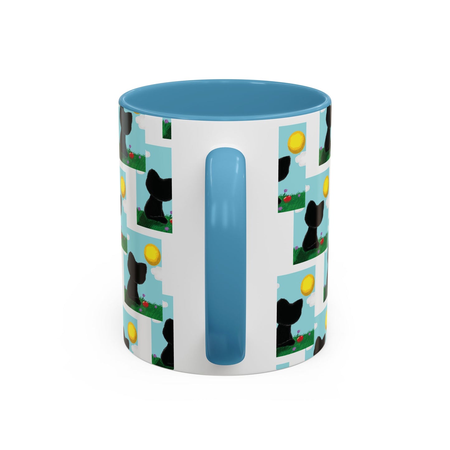 Sungazing Kitty Pattern Accent Coffee Mug — Cute Lunch Cat Coffee Cup (11/15oz)