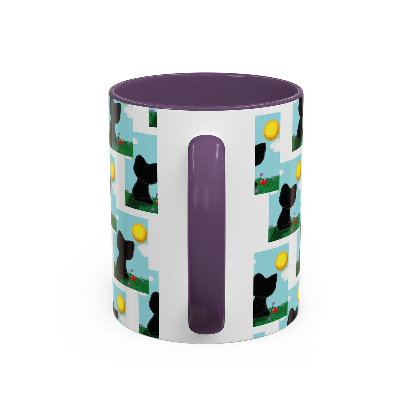 Sungazing Kitty Pattern Accent Coffee Mug — Cute Lunch Cat Coffee Cup (11/15oz)