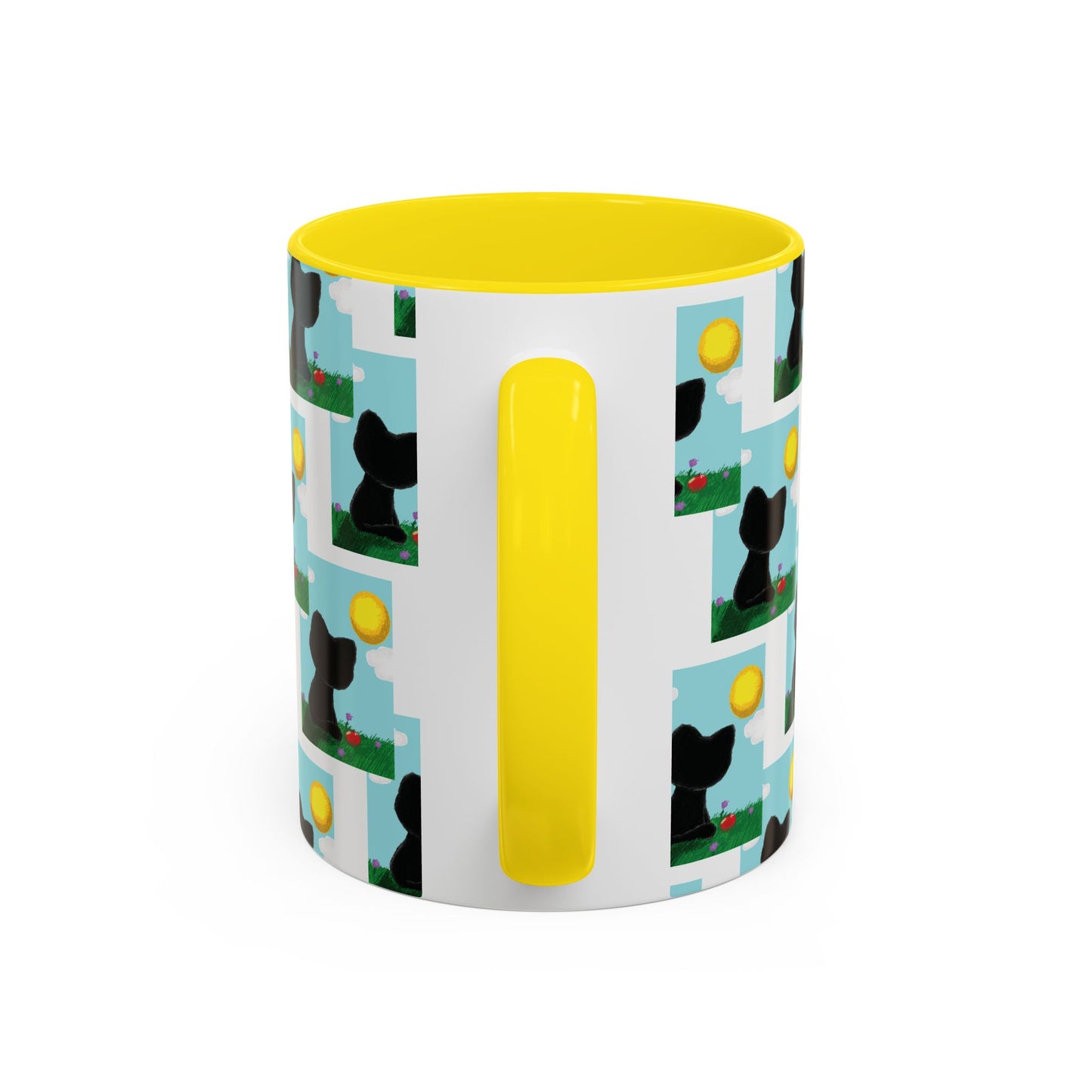 Sungazing Kitty Pattern Accent Coffee Mug — Cute Lunch Cat Coffee Cup (11/15oz)
