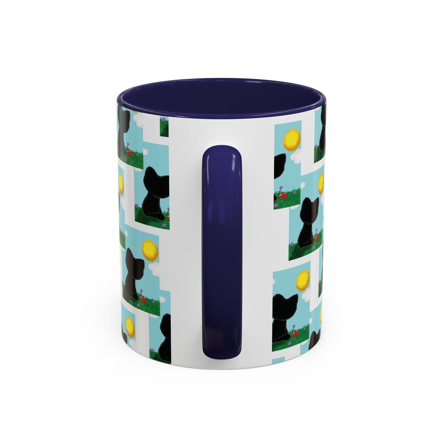 Sungazing Kitty Pattern Accent Coffee Mug — Cute Lunch Cat Coffee Cup (11/15oz)