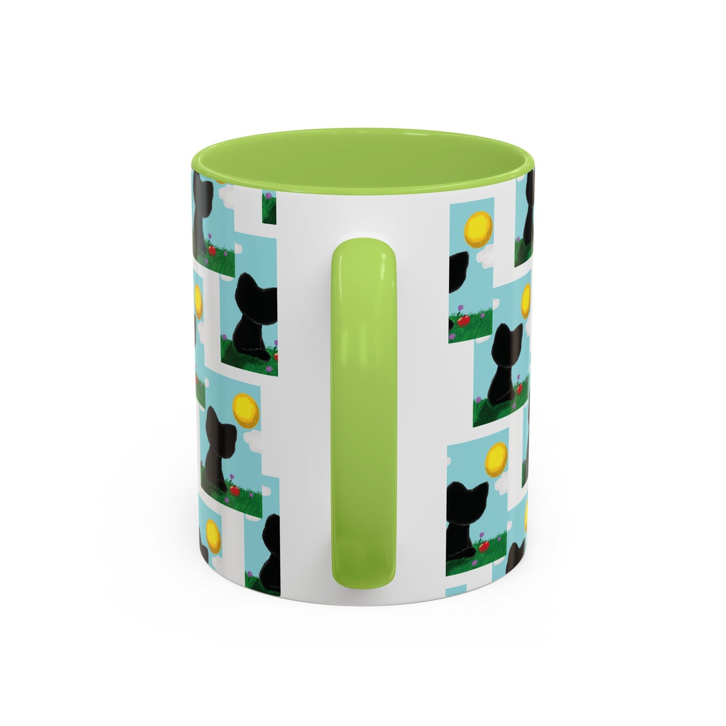 Sungazing Kitty Pattern Accent Coffee Mug — Cute Lunch Cat Coffee Cup (11/15oz)