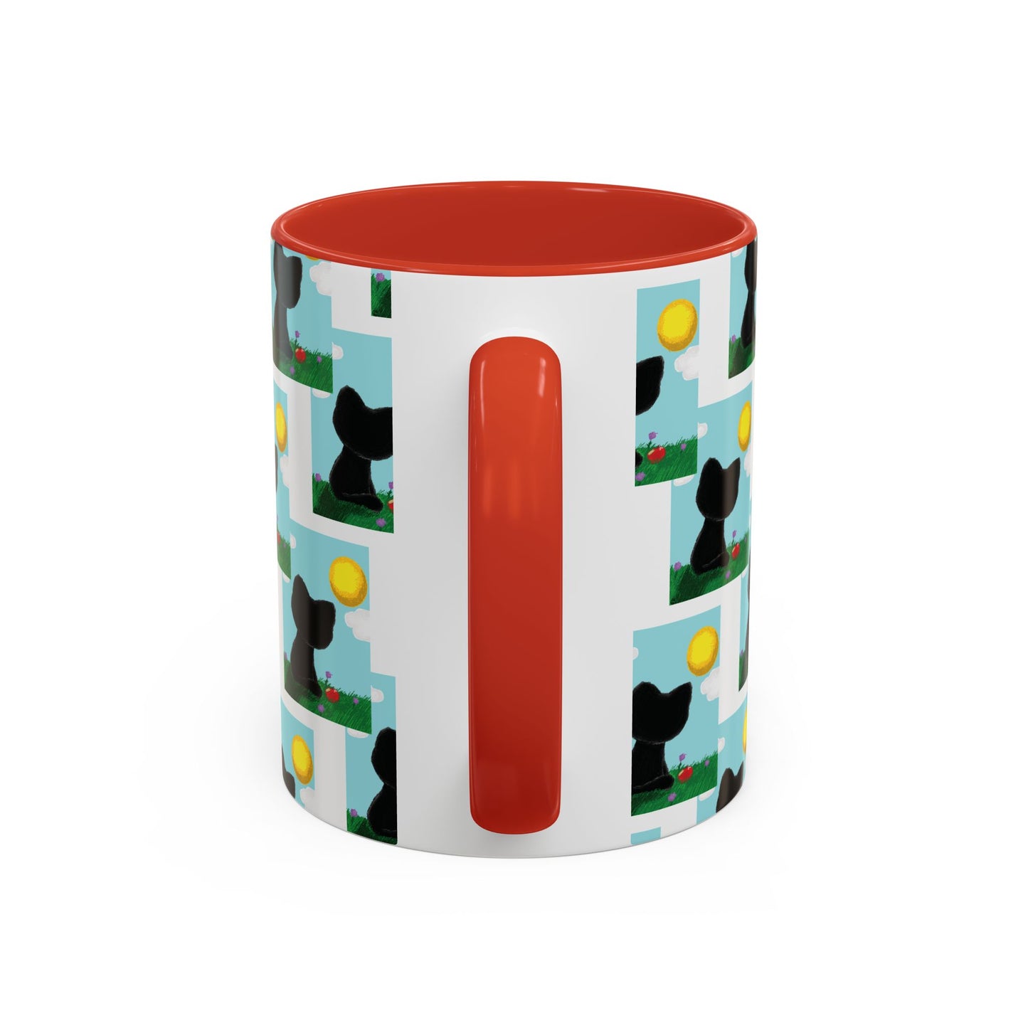 Sungazing Kitty Pattern Accent Coffee Mug — Cute Lunch Cat Coffee Cup (11/15oz)